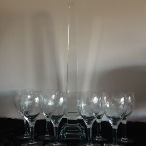 EIGHT (8) CRYSTAL STEM WINE GLASSES